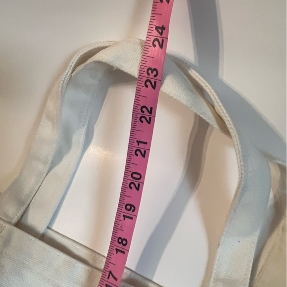 AG Adriano Goldschmied Ivory Canvas Tote Bag w/Burgundy AG Jeans Logo Tote - Picture 5 of 5